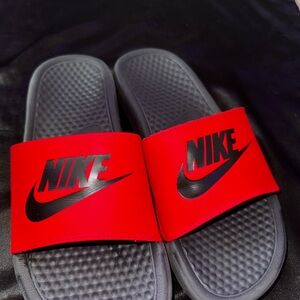 Nike Red and Black Slides
